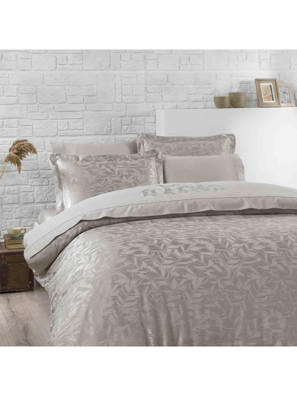 Постельное белье Tivolyo Home Leafy Broidery bej жаккард делюкс лен евро