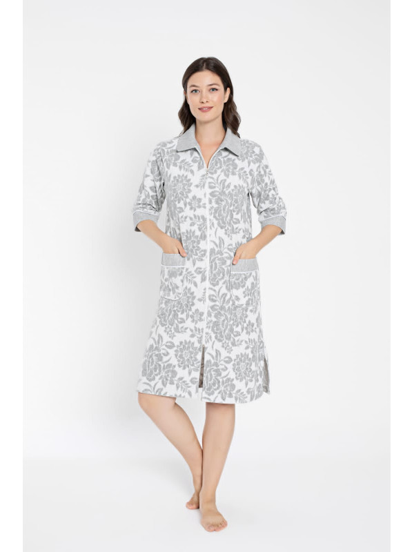 Халат женский nusa хлопок/бамбук модель 0505 gri-beyaz, m
