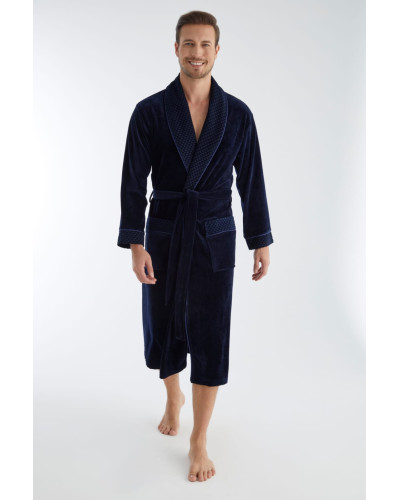 Халат мужской nusa велюр тонкий модель 20665 mavi, xxl