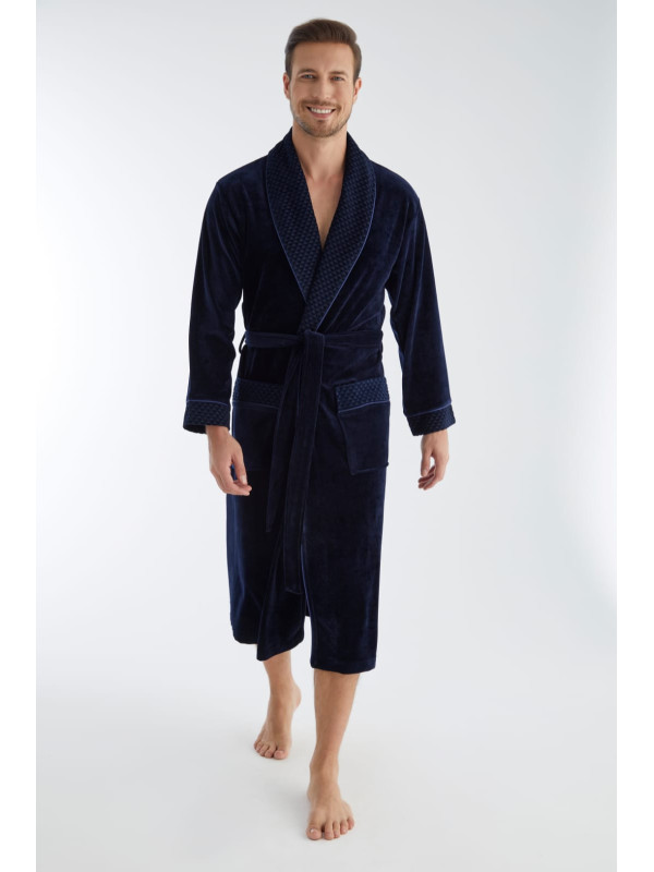 Халат мужской nusa велюр тонкий модель 20665 mavi, xxxxl