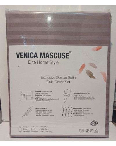 Постельное белье Venica mascuse V1 страйп сатин  полуторное