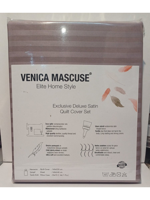 Постельное белье Venica mascuse V1 страйп сатин  полуторное