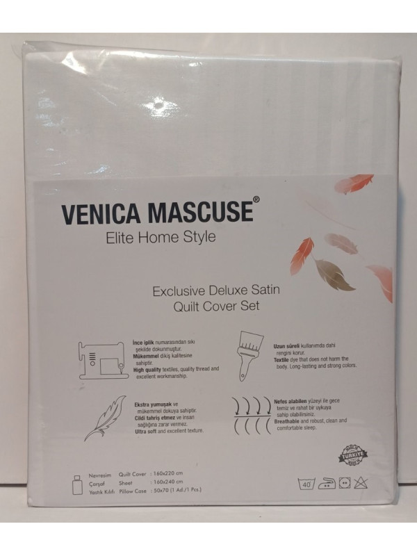 Постельное белье Venica mascuse V6 страйп сатин  полуторное