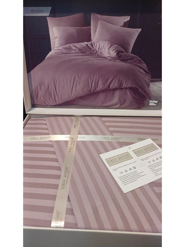 Постельное белье Venica mascuse V1 страйп сатин  семейный
