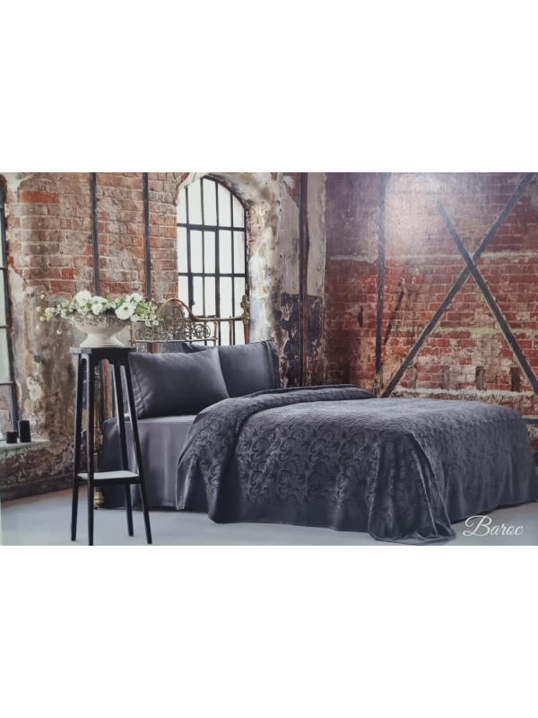 Постільна білизна Tivolyo Home Baroc antrasit піке євро