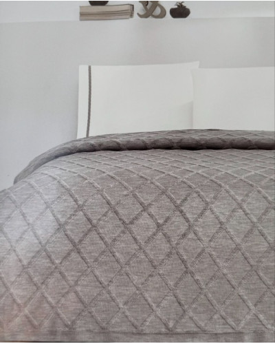 Постельное белье Tivolyo Home Liva gri делюкс сатин с пледом-пике евро