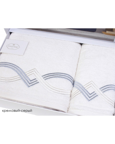 Набор полотенец Tivolyo Home Cross k.beyaz/gri  50x100; 75x150