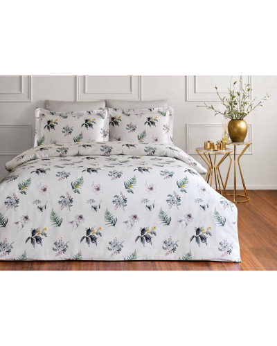 Постельное белье Tivolyo Home Fleurs gri делюкс сатин евро