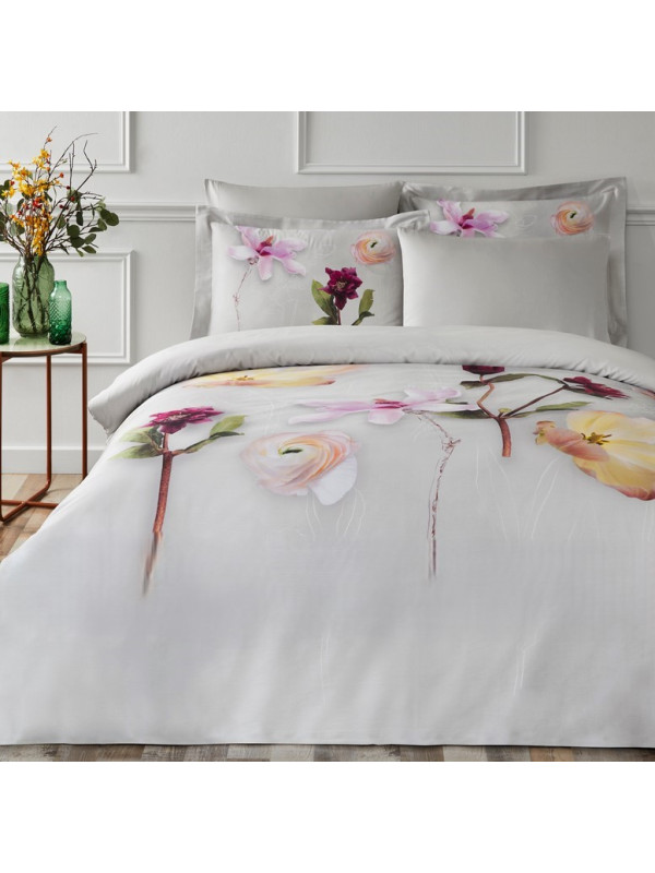 Постільна білизна Tivolyo Home Floris gri делюкс сатин сімейна