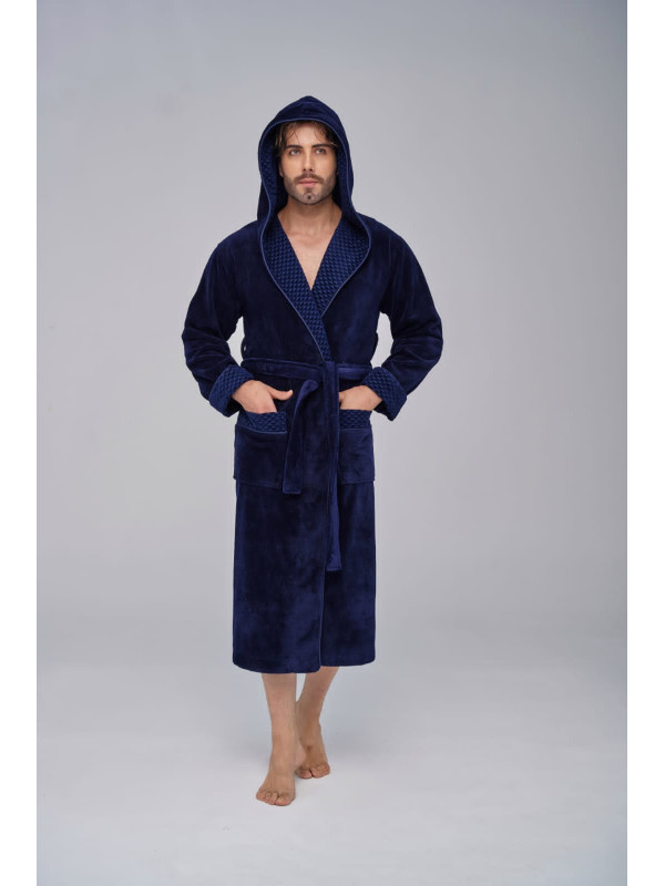 Халат мужской nusa хлопок/бамбук модель 2807   синий, xxl