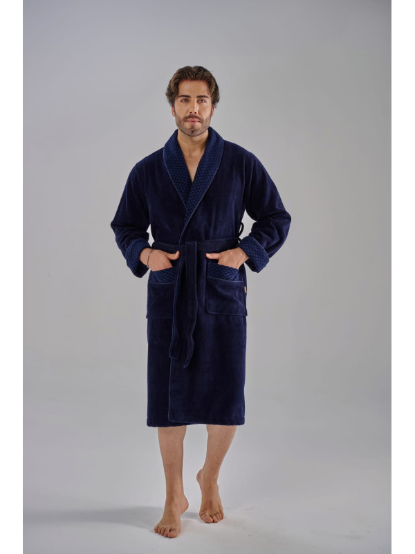 Халат мужской nusa хлопок/бамбук модель 1510   синий, l/xl
