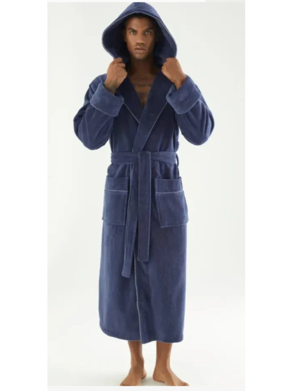 Халат мужской nusa хлопок/бамбук модель 7230 fume   синий, l/xl