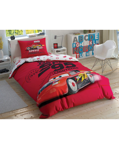 Подростковое постельное белье Tac Disney Cars Speed Frenzy ранфорс полуторное на резинке