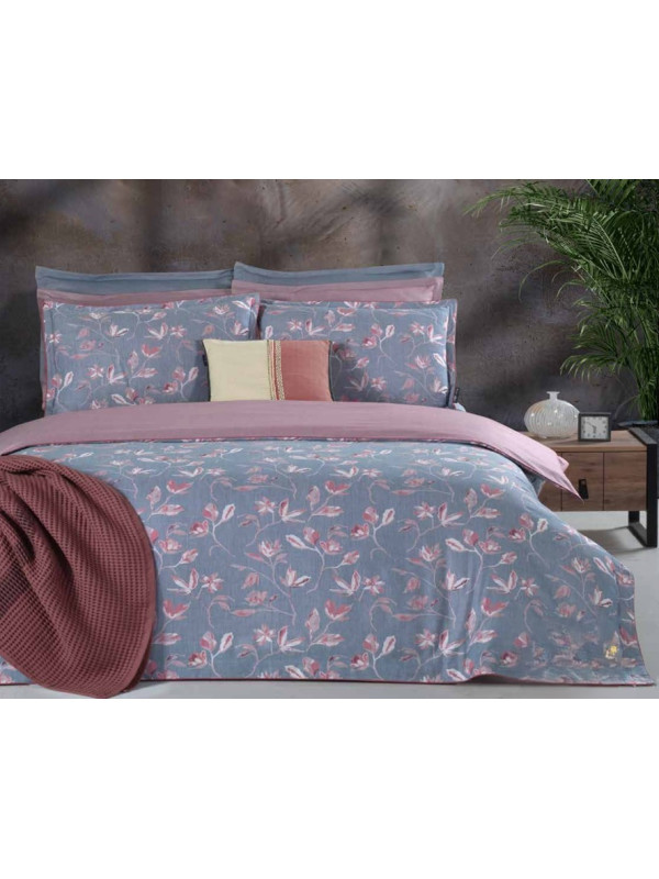 Постельное белье Sarev Samira mavi делюкс сатин 300ТС евро