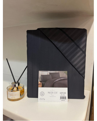 Постельное белье Maison D'or Elegante lux antracit страйп сатин евро