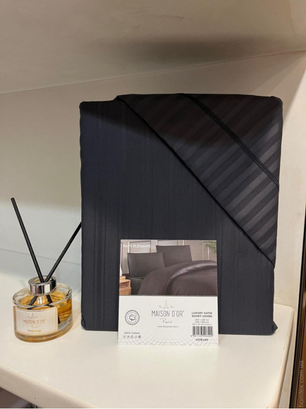 Постельное белье Maison D'or Elegante lux antracit страйп сатин евро