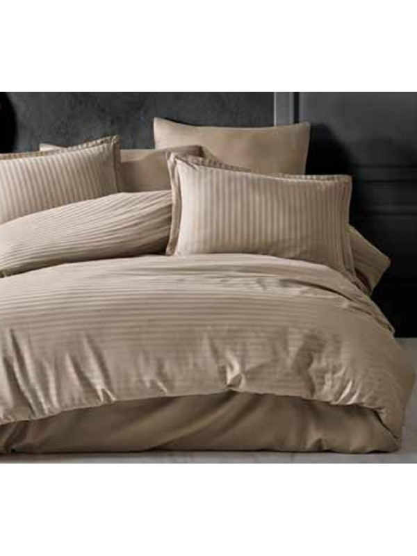 Постельное белье Clasy Acik Kahve страйп сатин евро