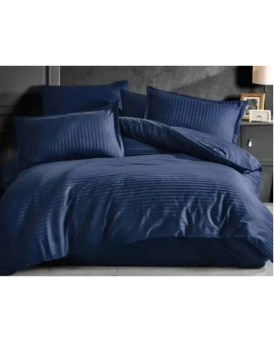 Постельное белье Clasy Lacivert страйп сатин евро