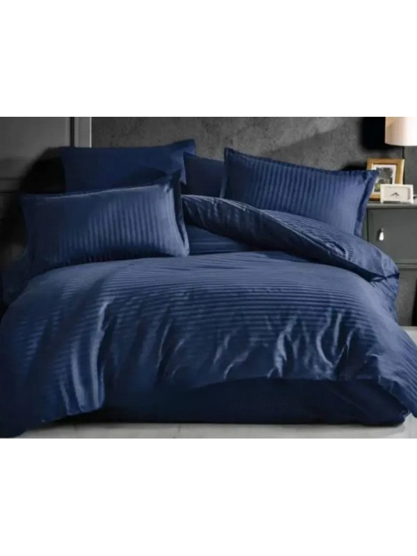 Постельное белье Clasy Lacivert страйп сатин евро