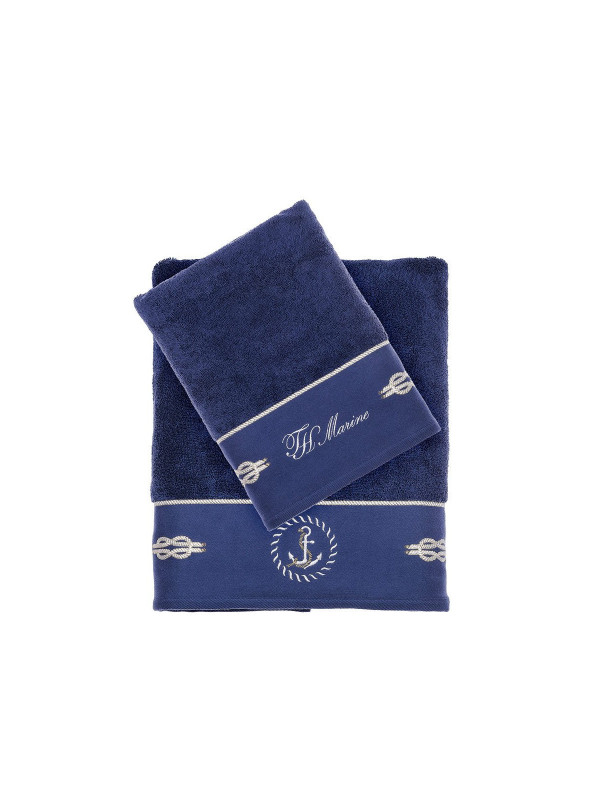 Набор полотенец Tivolyo Home Anchor nakisli navy махра 50x100, 75x150