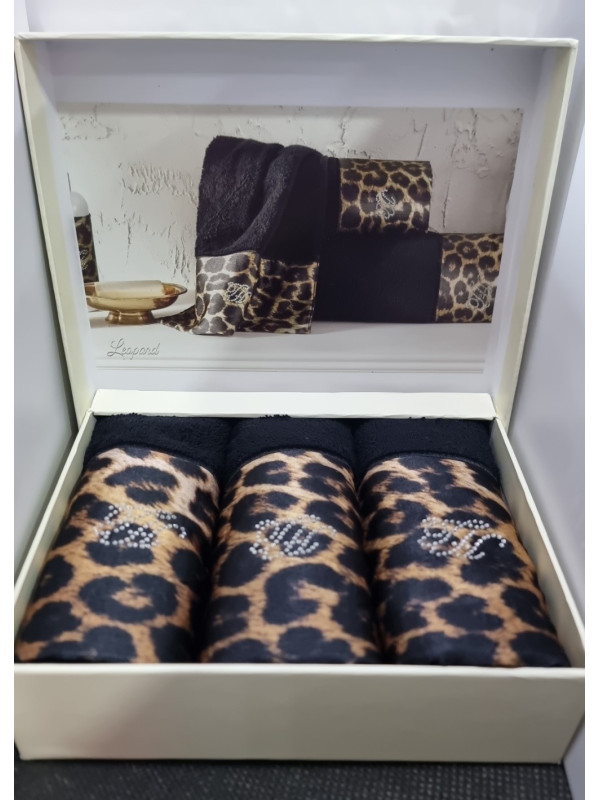 Кухонные полотенца Tivolyo Home Leopard siyah 3-30x50