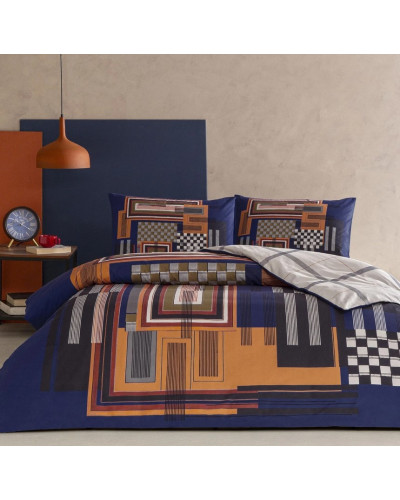 Постельное белье Tac Ravix blue ранфорс евро на резинке