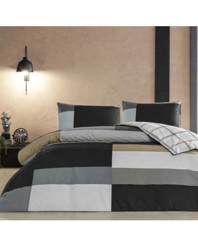 Постельное белье Tac Nexie antracite ранфорс евро на резинке