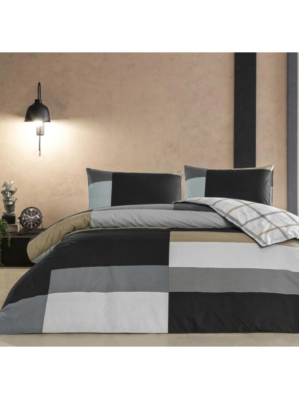 Постельное белье Tac Nexie antracite ранфорс евро на резинке