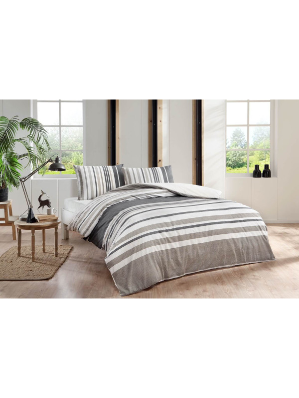 Постельное белье Tac Echo kahve ранфорс евро на резинке