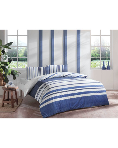 Постельное белье Tac Echo blue ранфорс евро на резинке