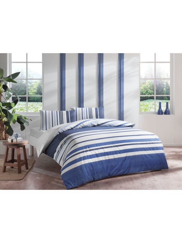 Постельное белье Tac Echo blue ранфорс евро на резинке