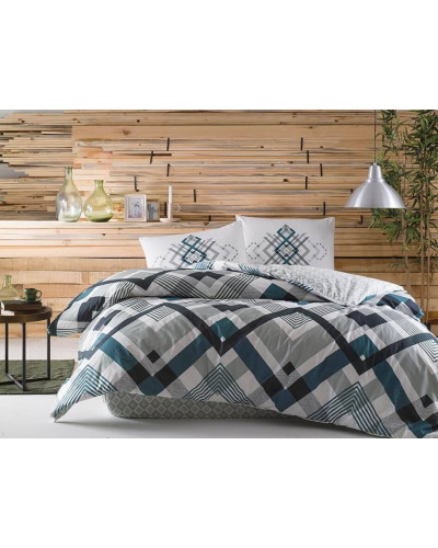 Постельное белье Tac Optima petrol ранфорс евро на резинке