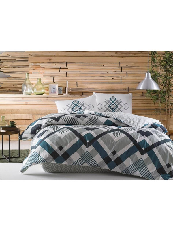 Постельное белье Tac Optima petrol ранфорс евро на резинке