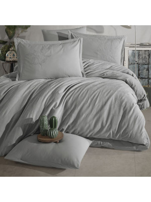 Постельное белье Clasy Marlet v5 gri ранфорс жаккард с вышивкой евро