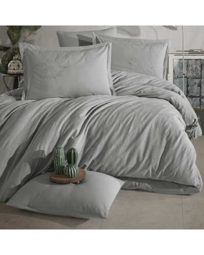 Постельное белье Clasy Marlet v5 gri ранфорс жаккард с вышивкой евро