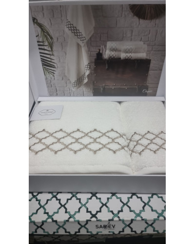 Набор полотенец Tivolyo Home Caspar k.beyaz/bej махра 50x100, 75x150