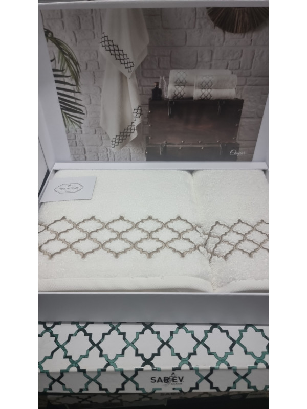 Набор полотенец Tivolyo Home Caspar k.beyaz/bej махра 50x100, 75x150 Набор полотенец Tivolyo Home Caspar k.beyaz/bej махра 50x100, 75x150