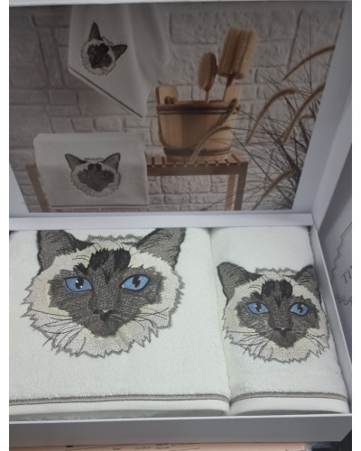 Набір рушників Tivolyo Home My Cat махра 50x100, 75x150