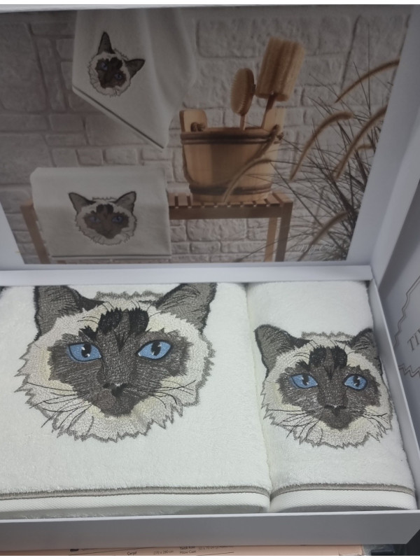 Набор полотенец Tivolyo Home My Cat махра 50x100, 75x150 Набор полотенец Tivolyo Home My Cat махра 50x100, 75x150
