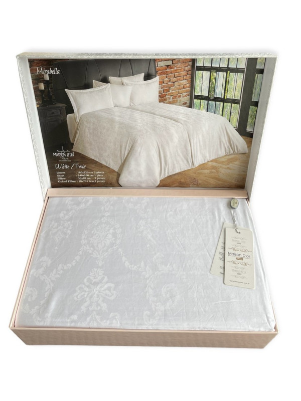 Постельное белье Maison D'or Mirabella white жаккард сатин евро Постельное белье Maison D'or Mirabella white жаккард сатин евро