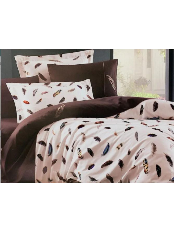 Постельное белье Maison D'or Pulume Volante brown люкссатин с вышивкой евро Постельное белье Maison D'or Pulume Volante brown люкссатин с вышивкой евро