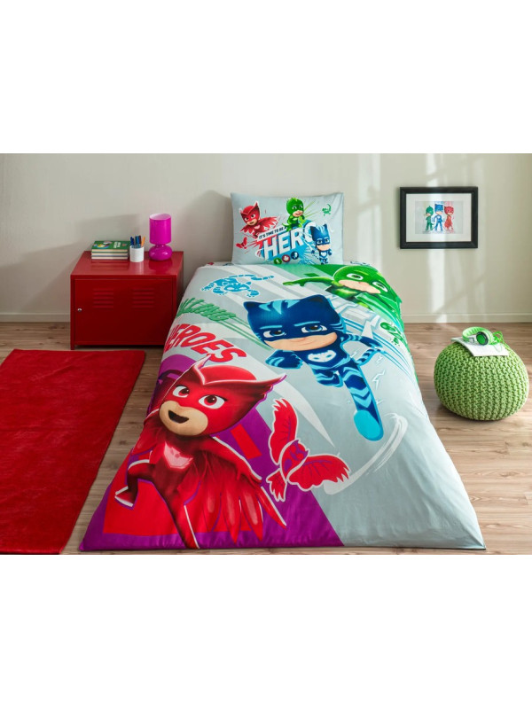 Подростковое постельное белье Tac Disney PJ Masks Super Team ранфорс полуторное на резинке Подростковое постельное белье Tac Disney PJ Masks Super Team ранфорс полуторное на резинке
