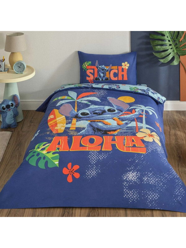 Подростковое постельное белье Tac Disney Stitch Aloha ранфорс полуторное на резинке Подростковое постельное белье Tac Disney Stitch Aloha ранфорс полуторное на резинке