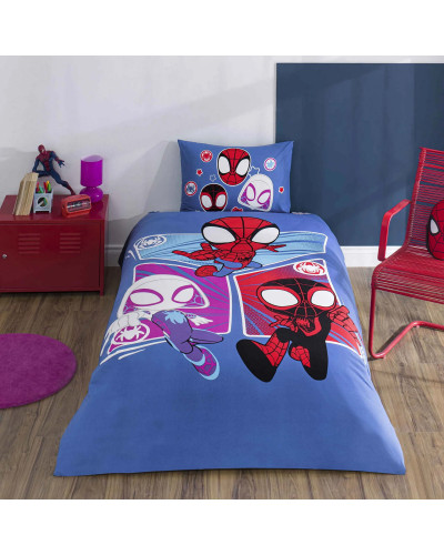 Подростковое постельное белье Tac Disney Spidey Adventure Friends ранфорс полуторное на резинке
