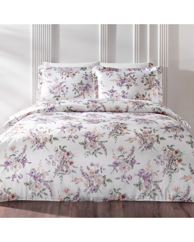 Постельное белье Tivolyo Home Emilia beyaz делюкс сатин жатый шёлк евро