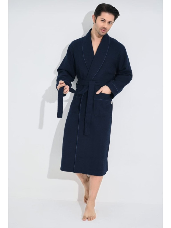 Халат мужской вафельный nusa модель 22655 lacivert, xxxxl