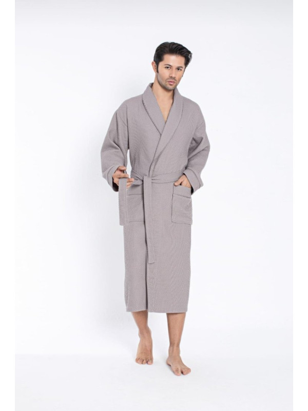 Халат мужской вафельный nusa модель 22655 grey, xxxxl
